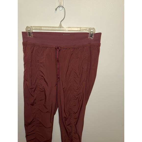 Athleta Attitude Lined Pant Womens 12 Jogger Lightweight Drawstring Cabernet red - Picture 2 of 6